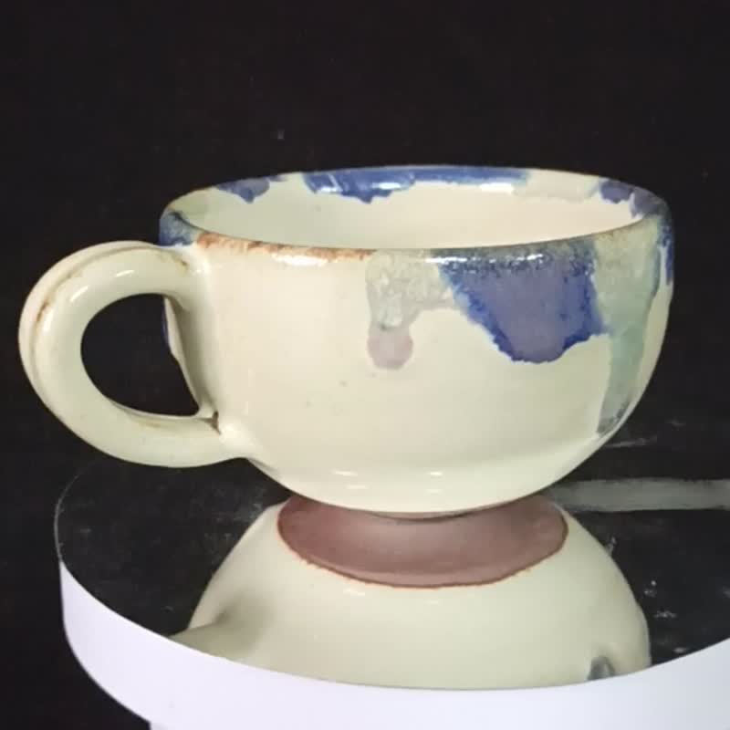 Textured craftsman handmade coffee cup with glaze and fired classical pottery cup - Mugs - Pottery Multicolor