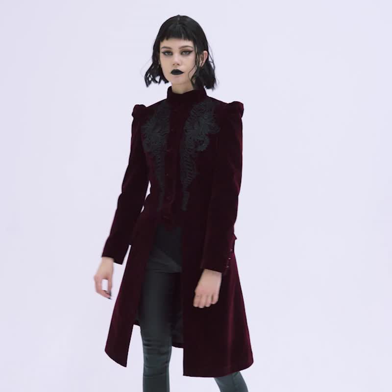 Nidhogg Wyvern Wizard Long Coat - Red/Black - Women's Blazers & Trench Coats - Other Materials Black