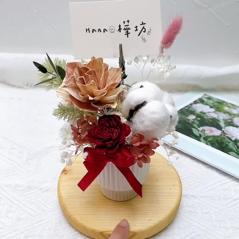 Huafang/dry small table flowers/stripes/mini table flowers/business card holder - ช่อดอกไม้แห้ง - พืช/ดอกไม้ 