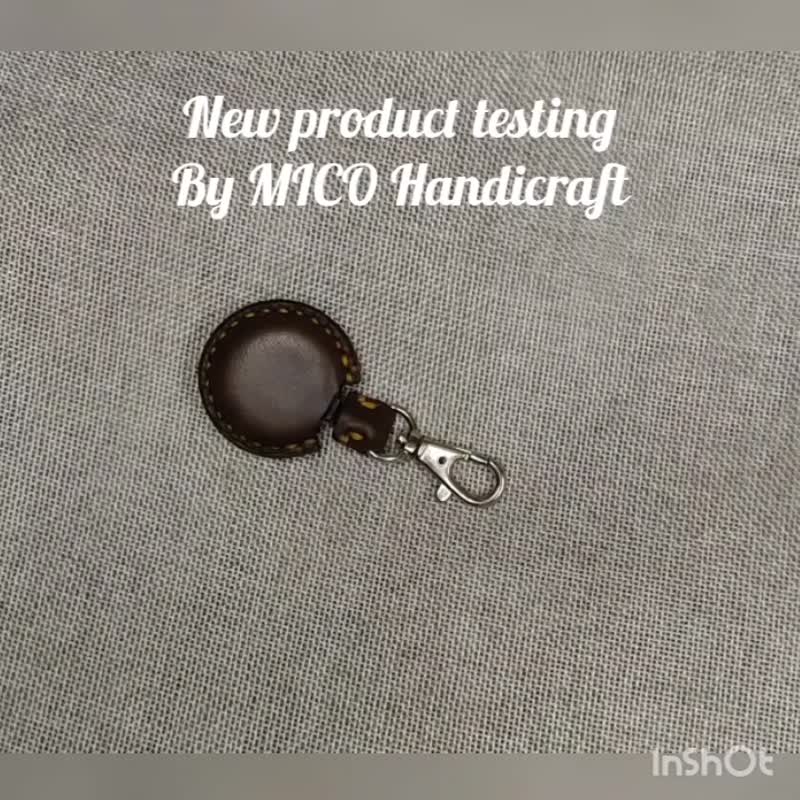 MICO leather Badge Reel - ที่ใส่บัตรคล้องคอ - หนังแท้ สีนำ้ตาล