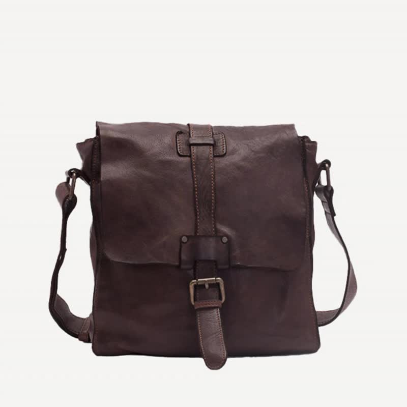 Michigan cowhide shoulder/cross-body bag - Messenger Bags & Sling Bags - Genuine Leather Brown