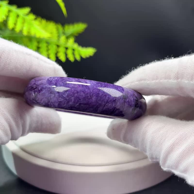 優質 紫龍晶手鐲 52+MM 高瓷玉化寶石手環女 智慧靈感 洞察好運 - 手鍊/手環 - 寶石 紫色