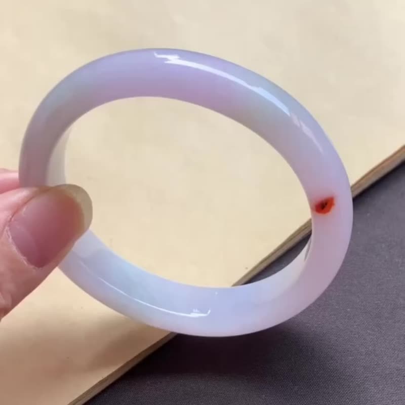 冰種玉鐲 天然翡翠玉鐲 A玉 手鐲 • 糯冰種粉紫朱砂翡翠福鐲 - 手鍊/手環 - 玉石 粉紅色