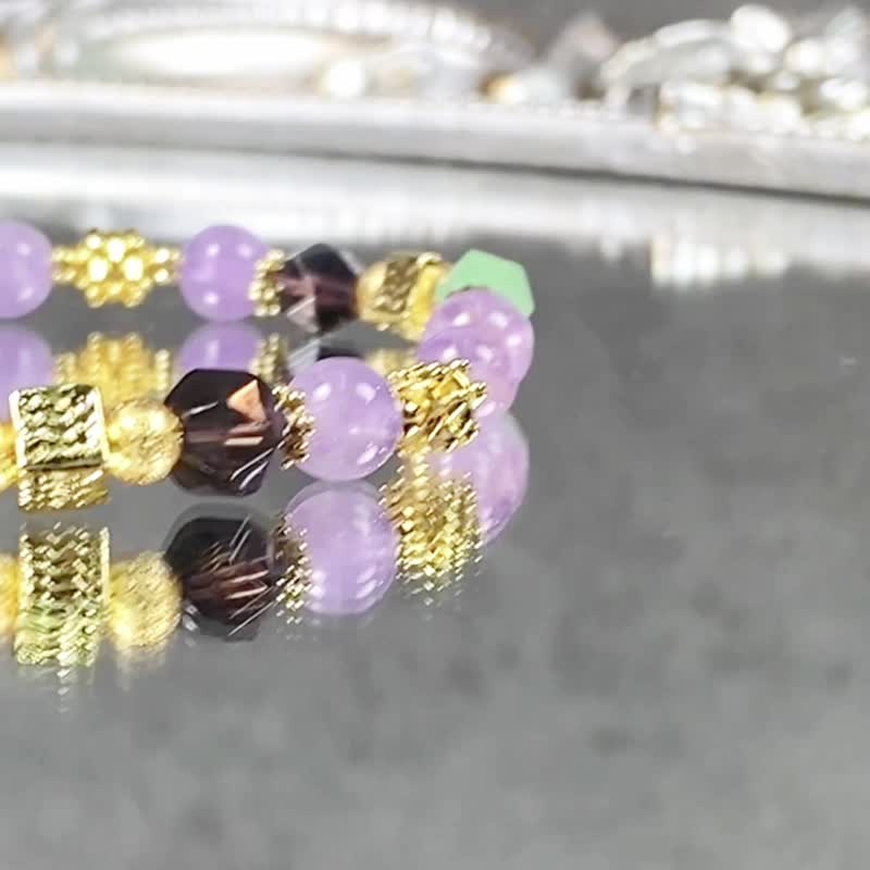 普羅旺斯の約 | 薰衣草紫水晶 茶水晶 東陵玉 | 女士水晶手鍊 - 手鍊/手環 - 水晶 紫色