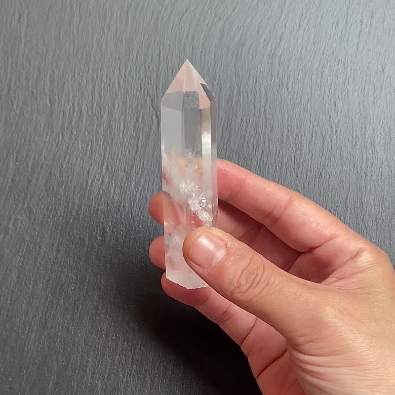 天然彩虹帶彩白水晶能量柱 冥想 淨化 風水擺件 快速出貨 - 擺飾/家飾品 - 水晶 多色