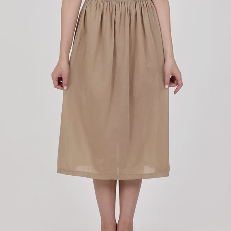 Midi length Slip Skirt, Cotton Half Slip Skirt, Petticoat, Underskirt - 裙子/長裙 - 棉．麻 