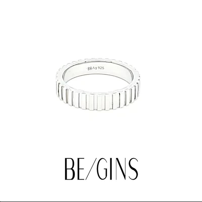 時間齒輪寬環 - 戒指 - 純銀 