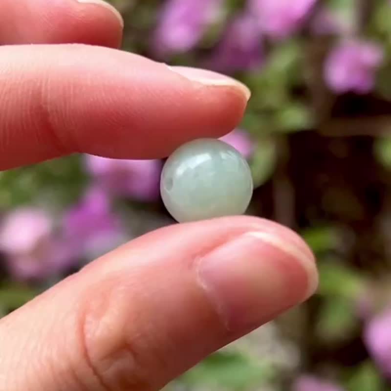 冰種 天然翡翠 緬甸 A玉 玉鐲 • 糯冰種青碧翡翠單珠 - 項鍊 - 玉石 綠色