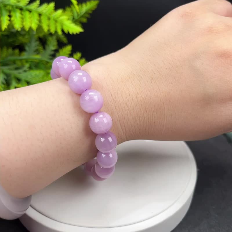 精品紫鋰輝手串12mm冰潤顆顆貓眼薰衣草水晶手錬女平和積極解壓 - 手鍊/手環 - 水晶 紫色
