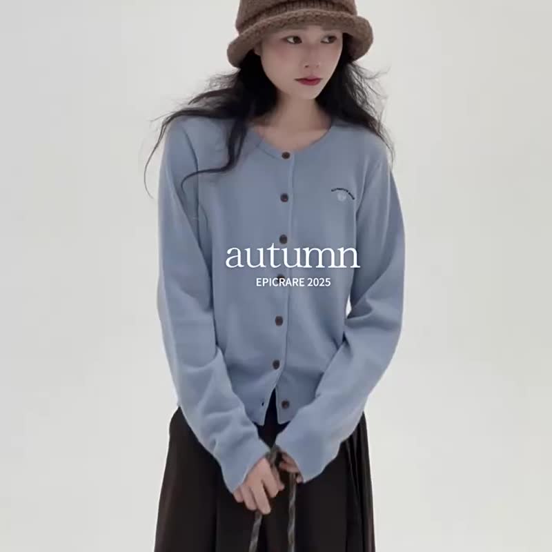4顔色 胸口刺繡美利奴羊毛針織開衫 親膚柔軟基礎款針織上衣 - 女毛衣/針織衫 - 羊毛 紅色