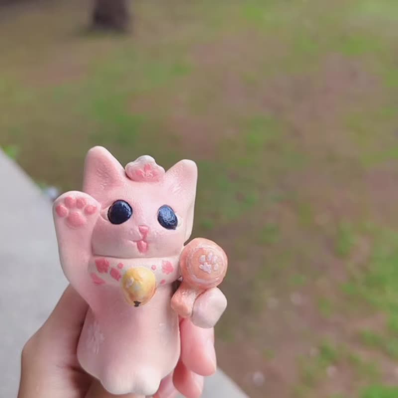粉色大黑天 - 陶藝招財貓 | 幸運七福貓 | 送禮最佳選擇 - 公仔/玩偶 - 陶 粉紅色