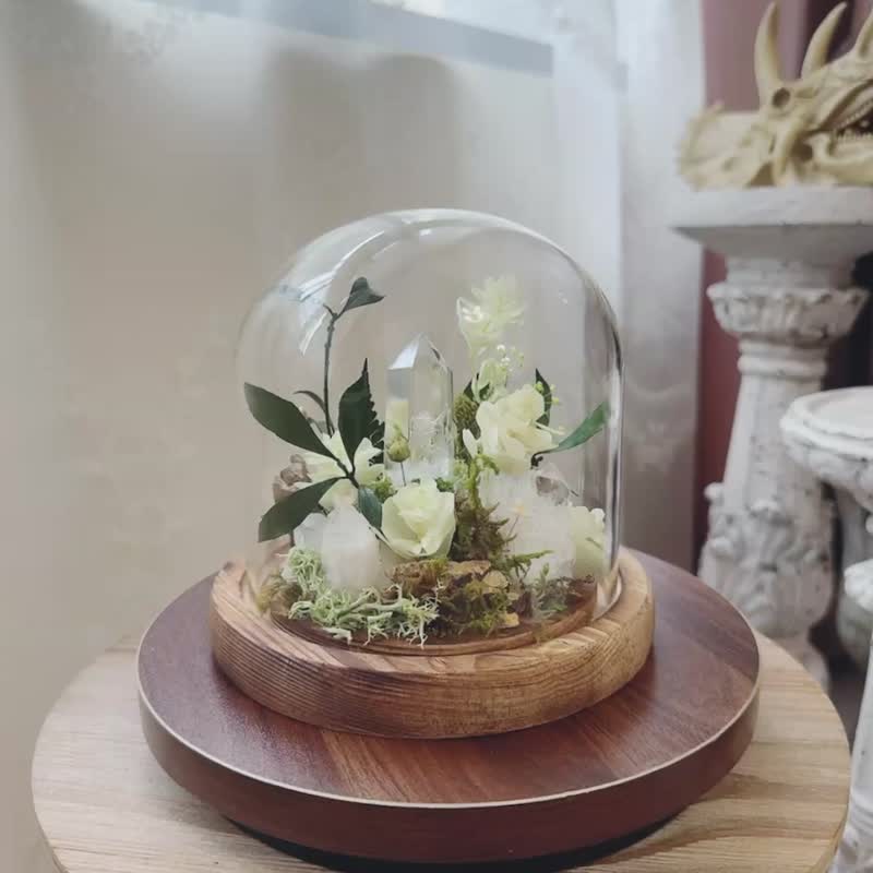 森白祕境_水晶花園。白水晶柱 淨化空間 微景觀玻璃罩 - 盆栽/植栽 - 水晶 白色