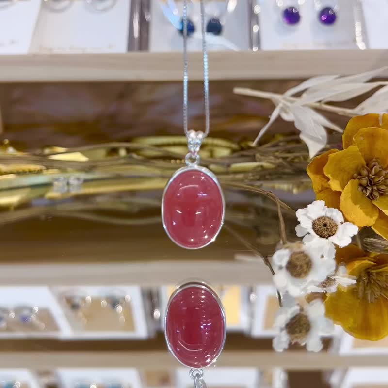 B's top-grade Argentinian peach rose Stone simple necklace attracts positive relationships and a happy relationship with peach blossoms. - Necklaces - Crystal Pink