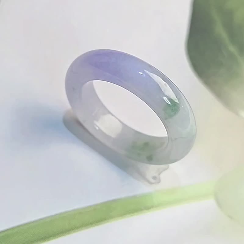 招財•貴人•圓滿•平安|夢幻冰濃紫飄花|緬甸A貨翡翠戒圈#14 - 戒指 - 玉石 