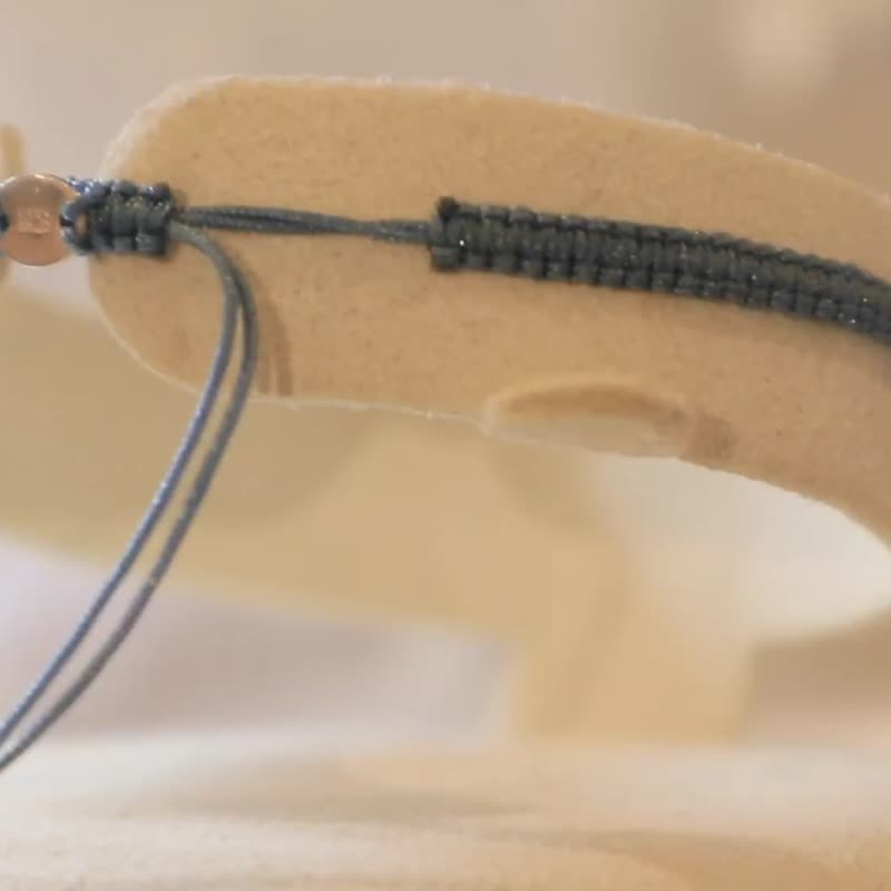 925純銀BFF Infinity -全手工編織幸運手繩。灰藍色。可自由調節 - 手鍊/手環 - 純銀 藍色