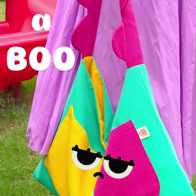 Bag a Boo 彩色棉質雙面單肩包和扇貝形肩帶 - 手提包/手提袋 - 棉．麻 多色