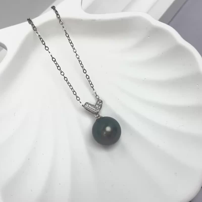天然海水珍珠 大溪地黑珍珠 大珍珠 孔雀綠 吊墜 項鏈 - 項鍊 - 珍珠 黑色