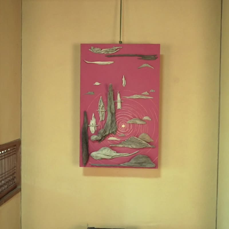 流木で描く山水画　L saiz 流木アート、壁装飾、１６ - 壁貼/牆壁裝飾 - 木頭 咖啡色