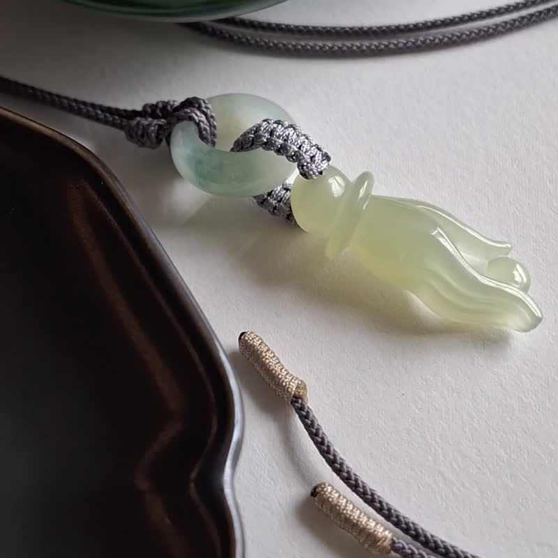 和田玉掌上明珠吊墜觀音手吊墜 | 佛手吊墜玉器 - 項鍊 - 玉石 
