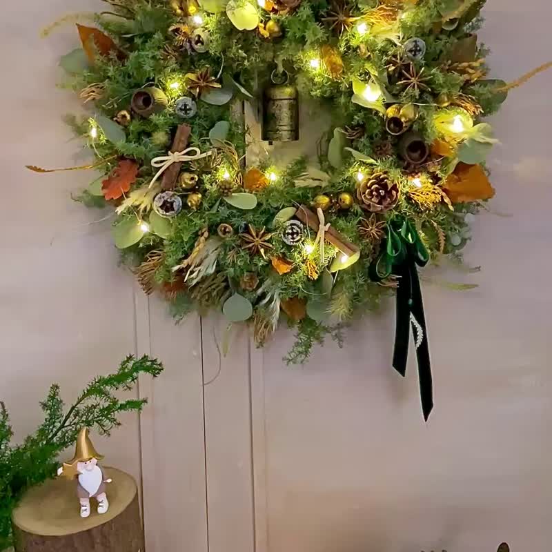 金韻冬之森聖誕花圈 - 乾燥花/永生花 - 植物．花 綠色