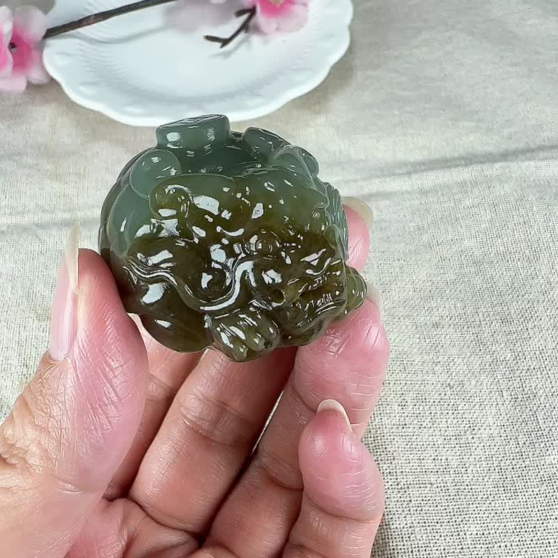 精品 天然新疆和田玉且末藍俏糖龍龜吊墜手把件玉質細膩溫潤 - 其他 - 玉石 
