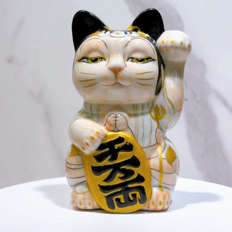 清水焼の招き猫 | 清水焼の招き猫関羽 - 置物 - 磁器 多色