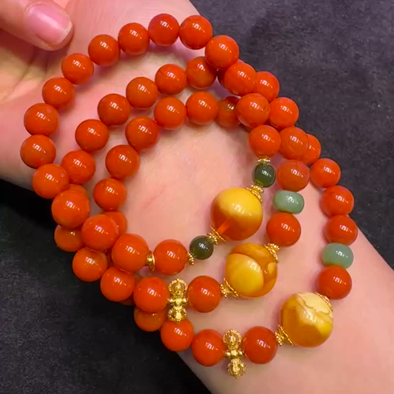 秒殺價 精品高品質川料南紅瑪瑙單圈手鏈  油潤感十足 - 手鍊/手環 - 水晶 