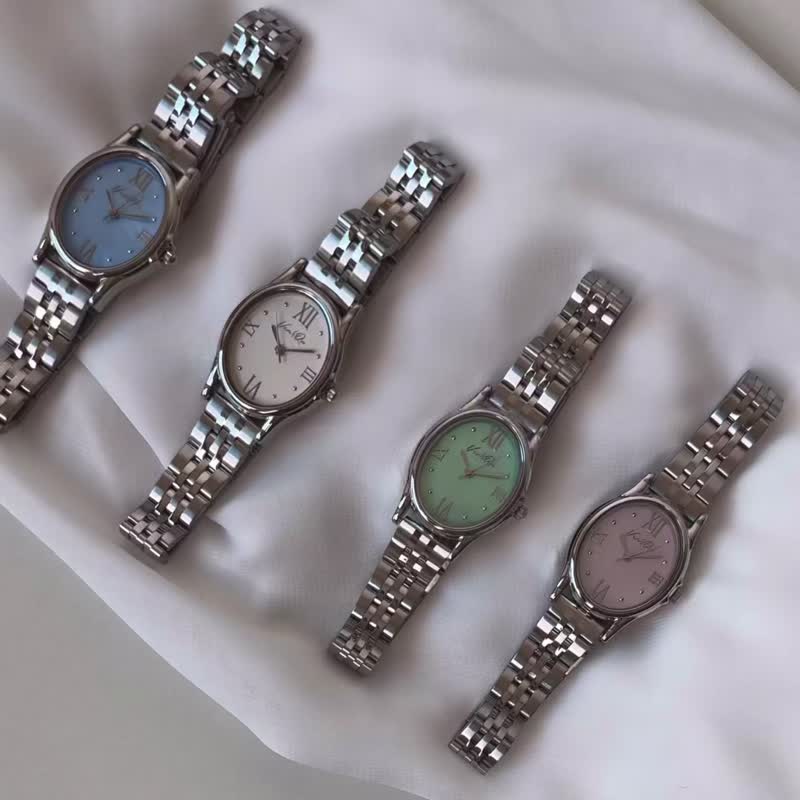 梦幻般的天然珍珠手表宝石 - 珍珠白 - 女錶 - 其他金屬 銀色