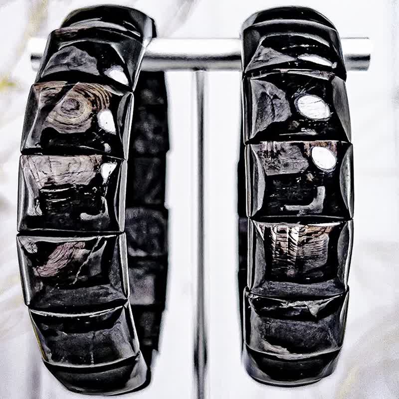 【指紋金運石】 高顯效應金運石 水晶手排手串手環/一物一拍 - 手鍊/手環 - 水晶 黑色