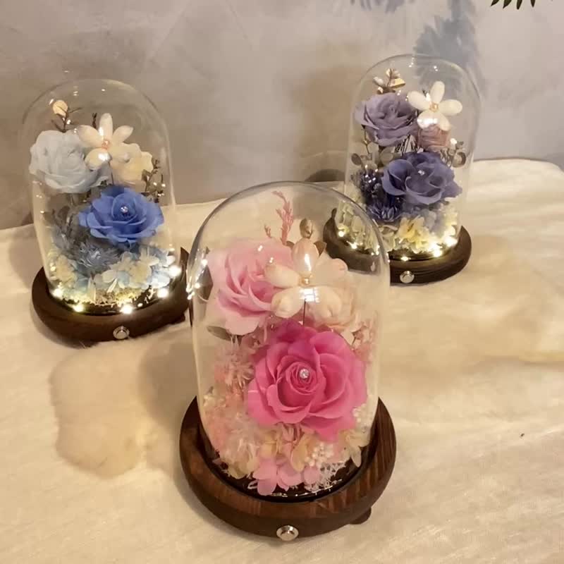 小夜燈永生花 情人節 七夕 可客製色系 - 乾燥花/永生花 - 植物．花 多色