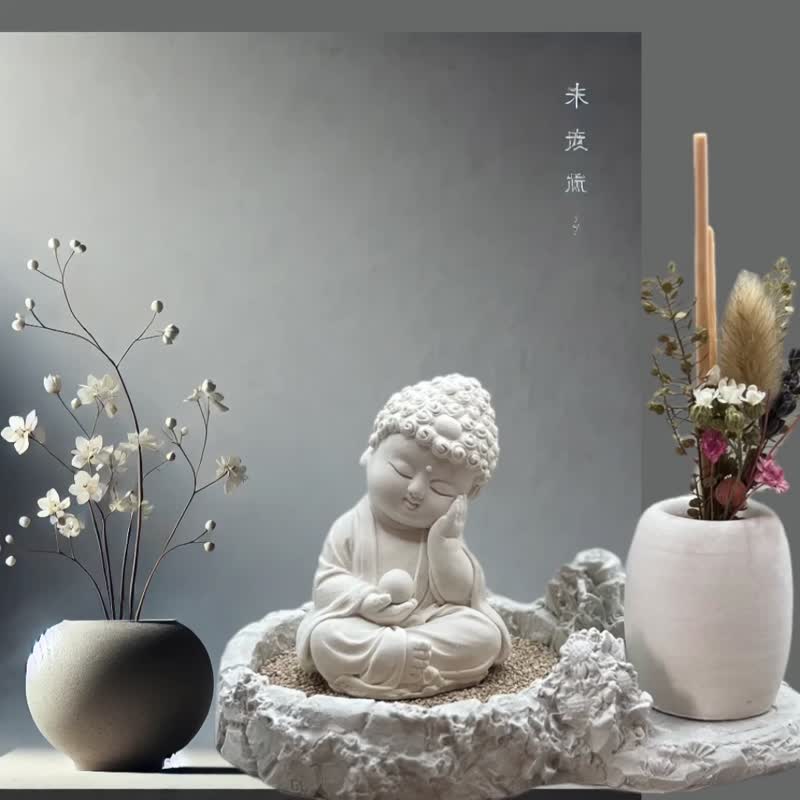 淨念吉祥公仔之靜性 豪華田園套組 藝術香氛擴香 提升居家美學 - 香氛/精油/擴香 - 水泥 白色