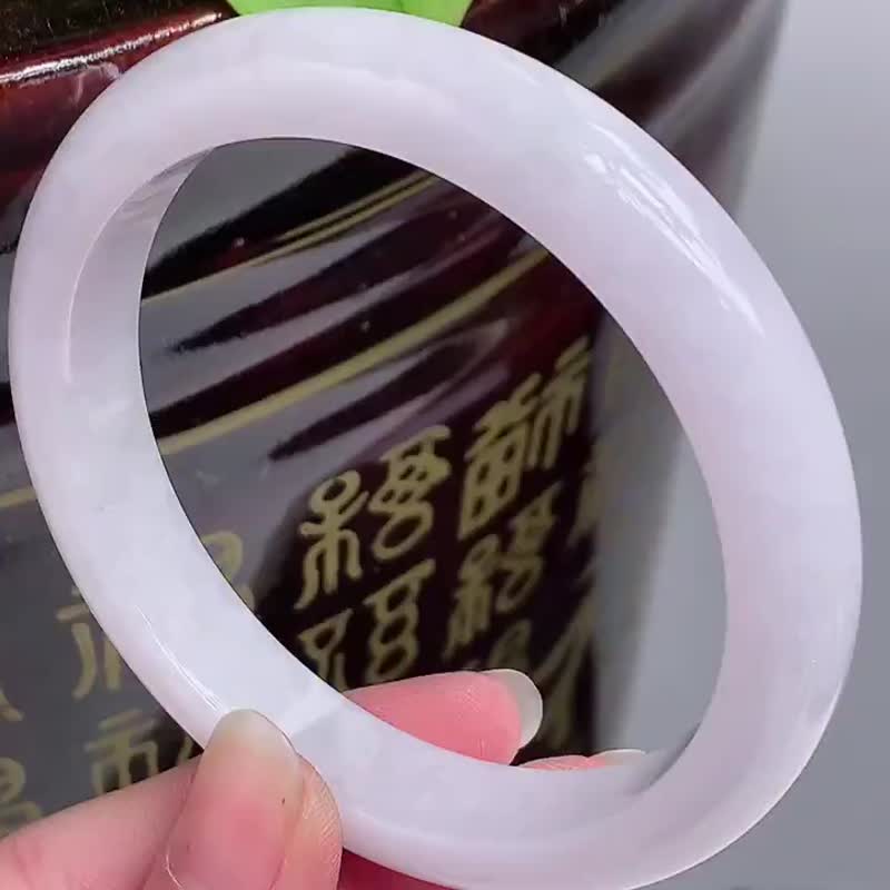 天然翡翠 緬甸 A玉 玉鐲 • 翡翠福鐲 - 手鍊/手環 - 玉石 紫色