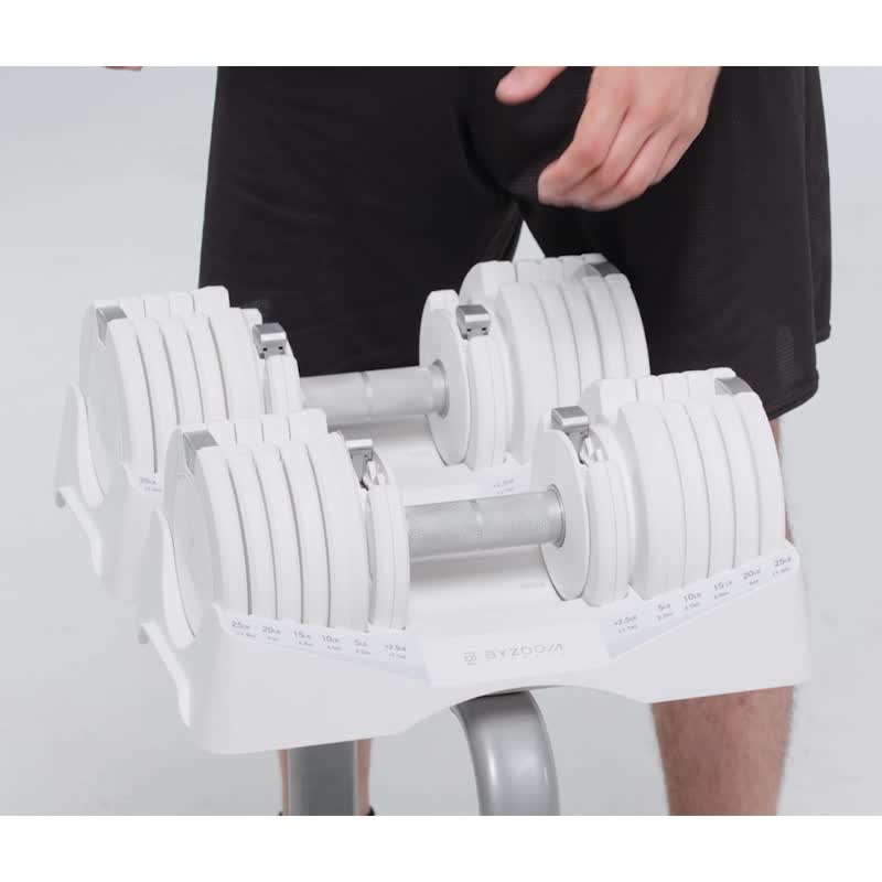 PURE SERIES 12.4KG (27.5LB) 10-section weight adjustable dumbbell (white) - อุปกรณ์ฟิตเนส - โลหะ ขาว