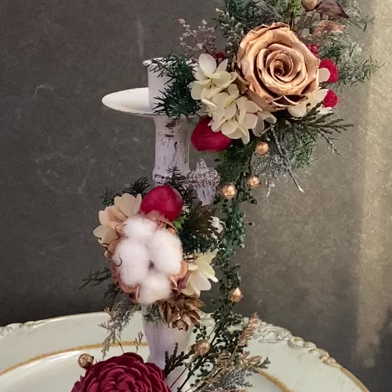 [Physical Handmade] Christmas Candle Holder Flower Christmas Gift Christmas Christmas Candle Holder - Plants & Floral Arrangement - Plants & Flowers 