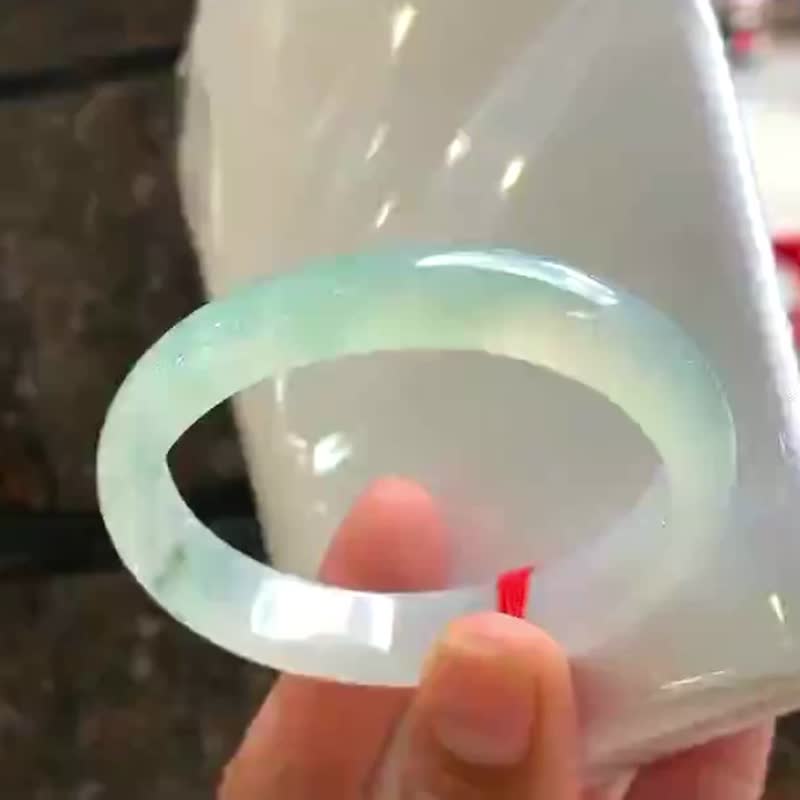 冰種翡翠天然翡翠玉鐲 A玉手鐲 玉鈪 • 冰種青黃翡翠貴妃鐲 - 手鍊/手環 - 玉石 黃色