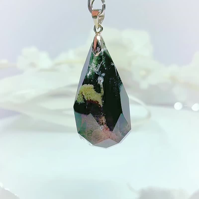 NO.8稀有高等級四季幽靈水晶項鍊 靈擺天使淚 彩幽靈 花幽靈 吊墜 - 項鍊 - 水晶 綠色