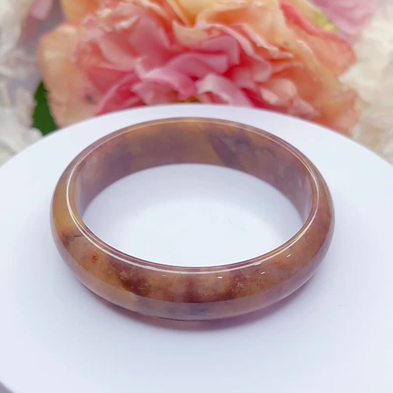 NO.126乾燥玫瑰色紫羅蘭 62 MM 圈口金絲玉鐲 新疆料冰潤 平安鐲 - 手鍊/手環 - 玉石 多色