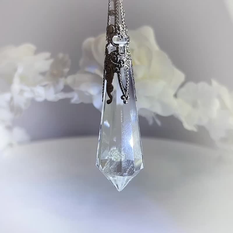 NO.14 稀有獨特綠碧璽項鍊 靈錐款 靈擺 碧璽水晶 吊墜 項鏈 水晶 - 項鍊 - 水晶 透明