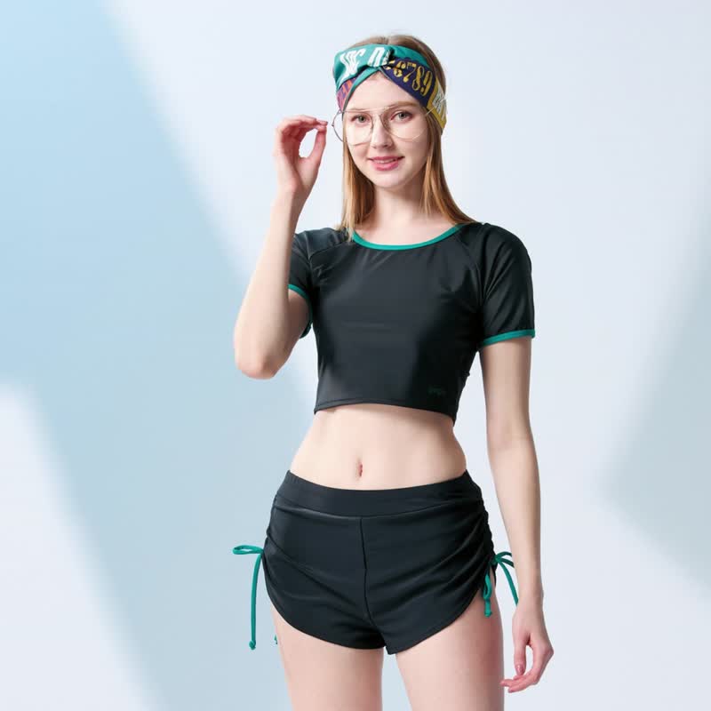 MIT 少女二件式 泳裝 限量發售 - 泳衣/比基尼 - 尼龍 藍色