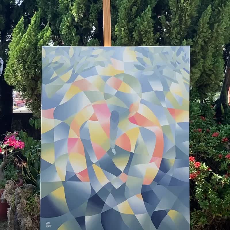 Abstract Painting Art Acrylic Original  Ethereal Sunrise 72.5 x 91 cm - ภาพวาดบุคคล - ผ้าฝ้าย/ผ้าลินิน หลากหลายสี