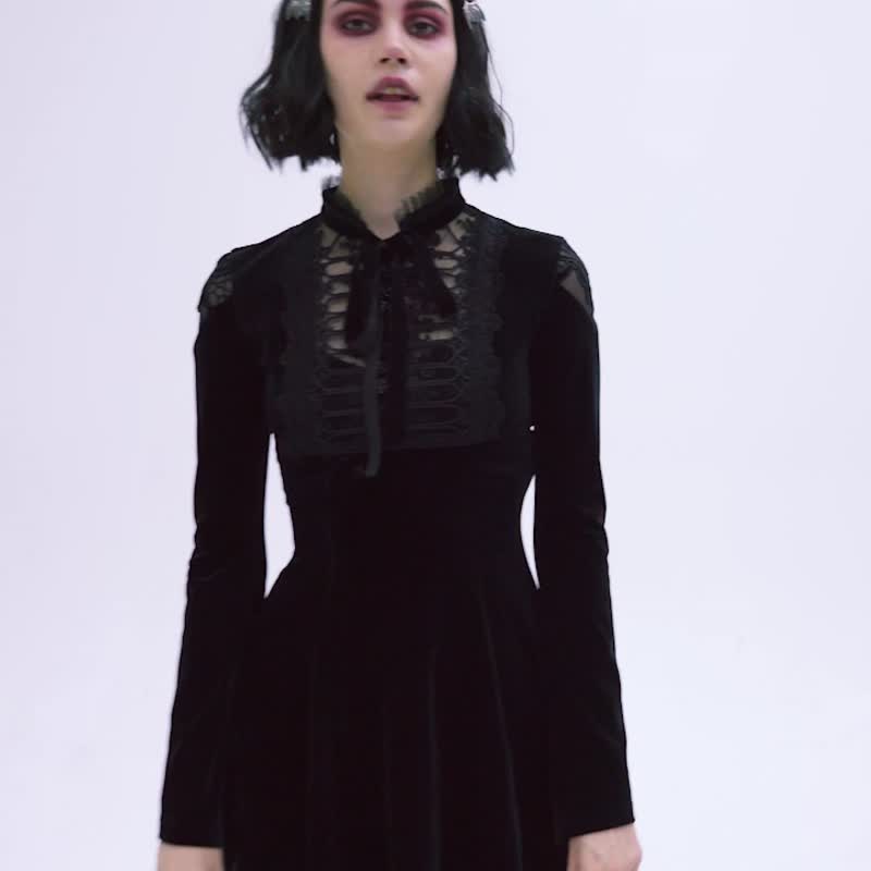 Gothic Bone Fortune Teller Dress/Wednesday/Halloween Classic - One Piece Dresses - Other Materials Black