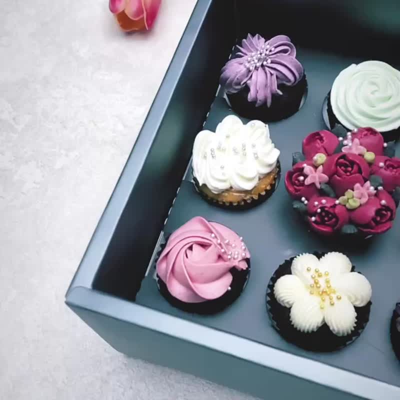 [Free Shipping in the whole museum] Flowers and the full moon - 9 pieces of classic mini cupcakes in the box / 24hr fast shipping / free shipping - Other - Fresh Ingredients Multicolor