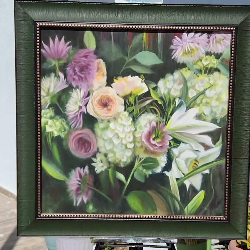 Romantic Roses Painting Original Floral Art 12x16 inches - 插畫/繪畫/寫字 - 亞麻 