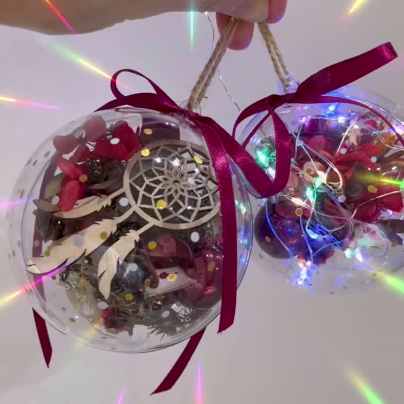 DIY material pack sparkling Christmas double ball pendant Christmas dried flowers exchange gift - จัดดอกไม้/ต้นไม้ - พืช/ดอกไม้ สีแดง