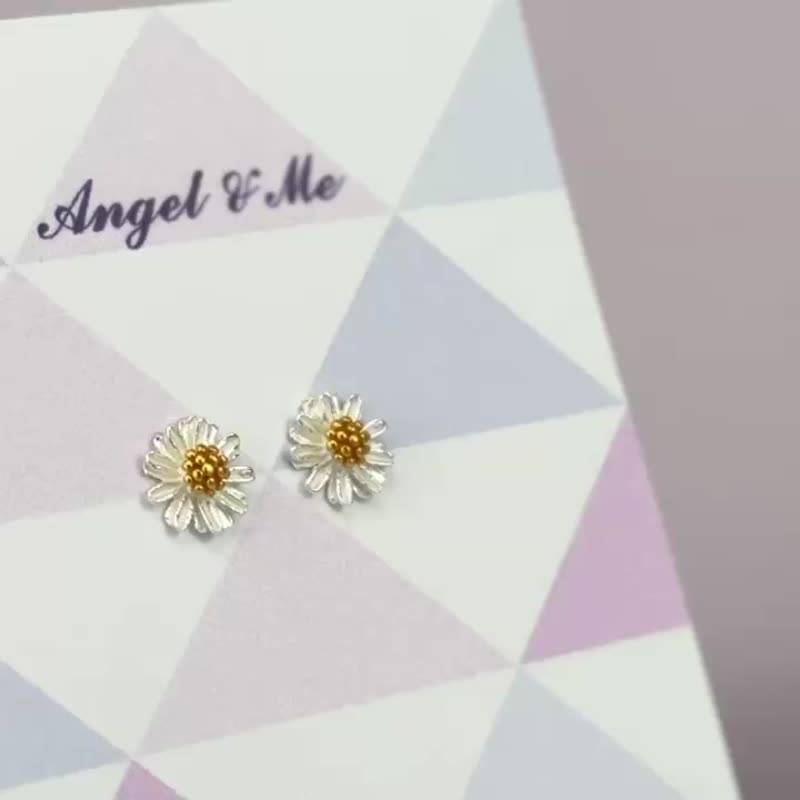 【Angel & Me】雛菊 s925純銀耳環 耳夾 聖誕 生日禮物 情人節禮 - 耳環/耳夾/耳骨夾 - 純銀 銀色
