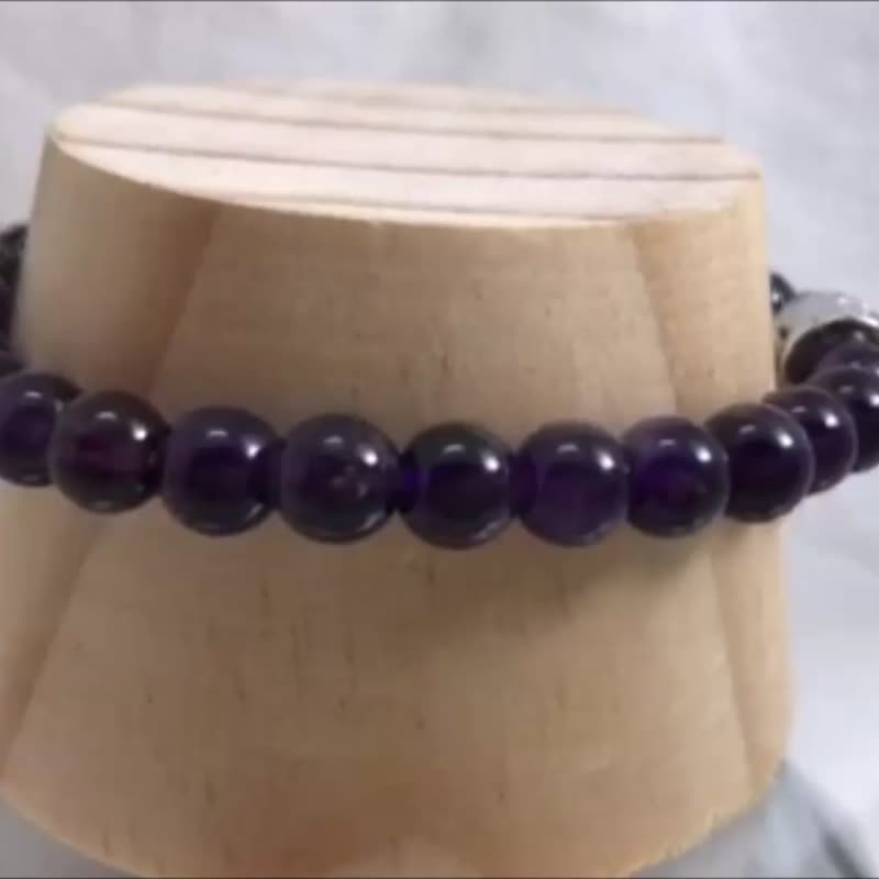 Amethyst 6mm Beads Bracelet Spacer Bead Precious Stones Stretch Bracelet - Bracelets - Gemstone Purple