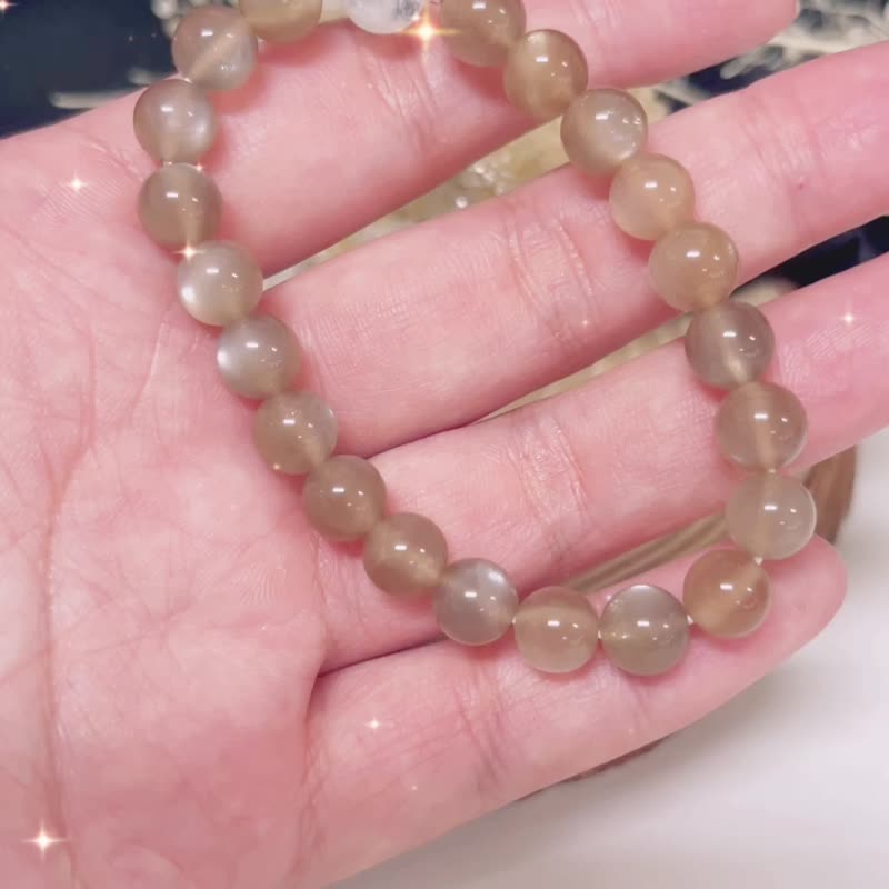 心靈寶石/溫暖的力量-天然奶茶月光石手鍊 - 手鍊/手環 - 水晶 