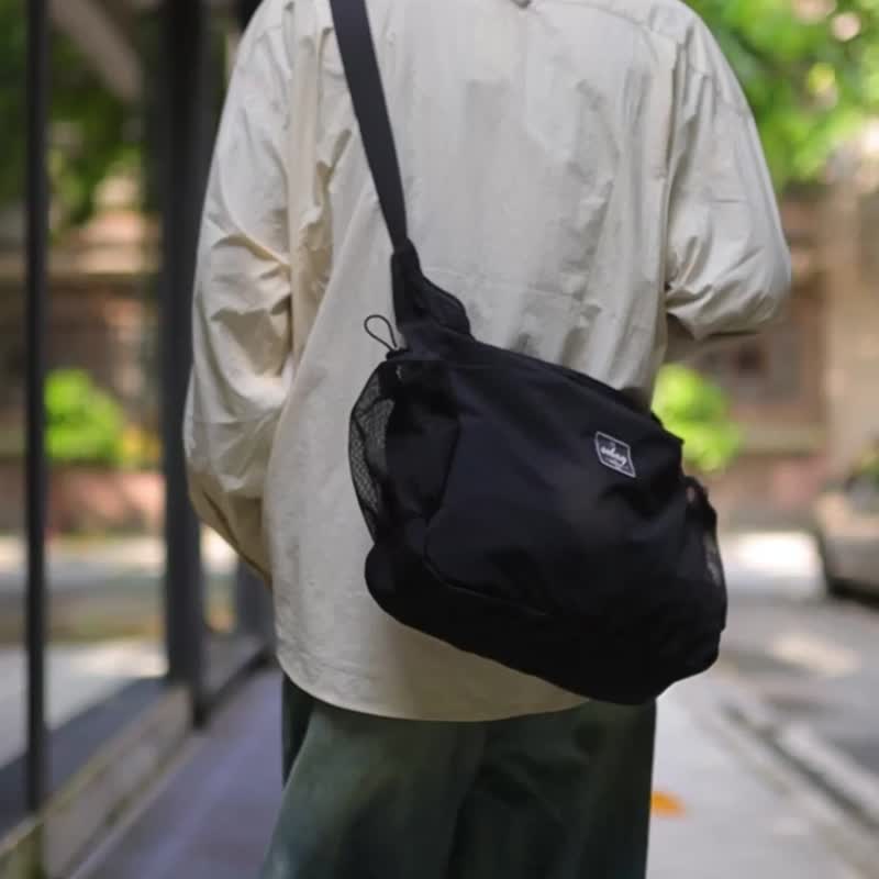 sobag日系工裝單肩斜背防潑水尼龍布包男簡約通勤純色大容量布包 - 側背包/斜背包 - 尼龍 灰色