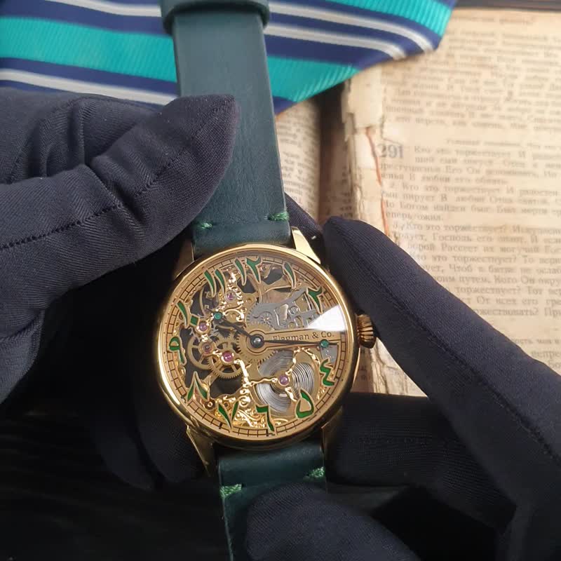 Arabic watch, Skeleton watch, Steampunk watch, Handmade watch Custom watch - Men's & Unisex Watches - Other Materials Multicolor