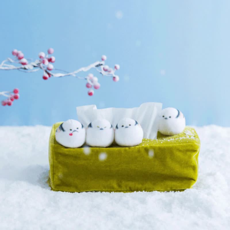 【YOU+MORE!】 Silver throated long-tailed tit Tissue Box set - กล่องทิชชู่ - ไฟเบอร์อื่นๆ 